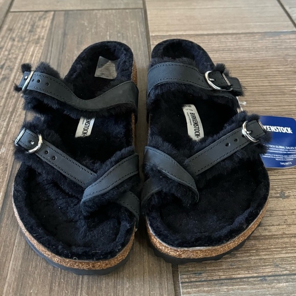 Birkenstock Mayari Shearling Natural Leather Oiled sandals size 7 - Picture 3 of 12